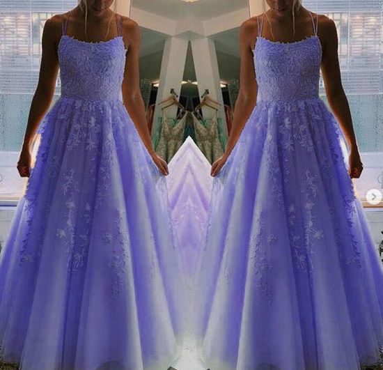 Fancy Spaghetti Straps Long Grils Graduation Senior Prom Dresses C394