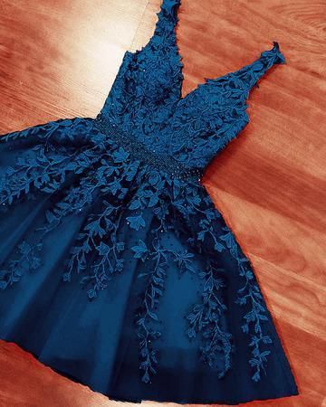 SHORT LACE HOMECOMING DRESS V NECK BEADED SASHES C1102