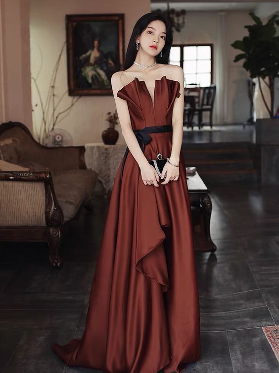 Strapless evening dress, socialite light luxury party dress,Custom Made C1349