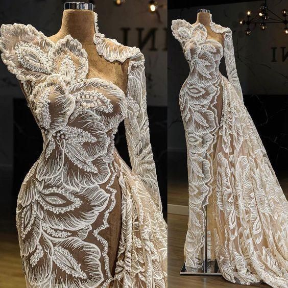 Elegant Long Tulle lace fashion Prom Evening Dress C1407
