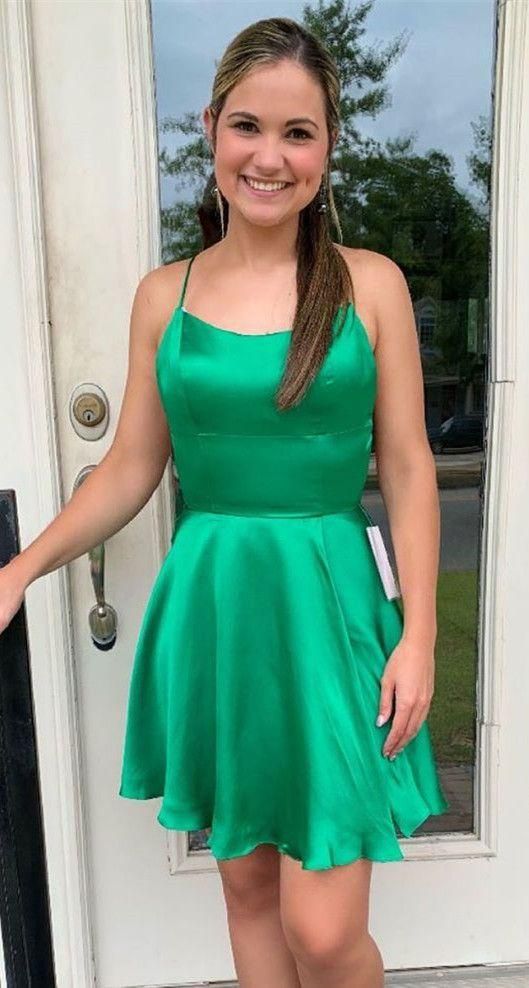 Strappy Short Green Homecoming Dress C721