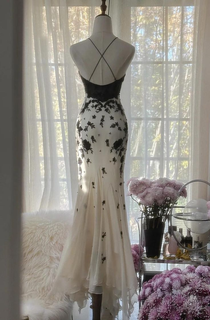 Ivory Mermaid Chiffon Appliques Beaded Prom Dress Spaghetti Strap Party Gown cc3020