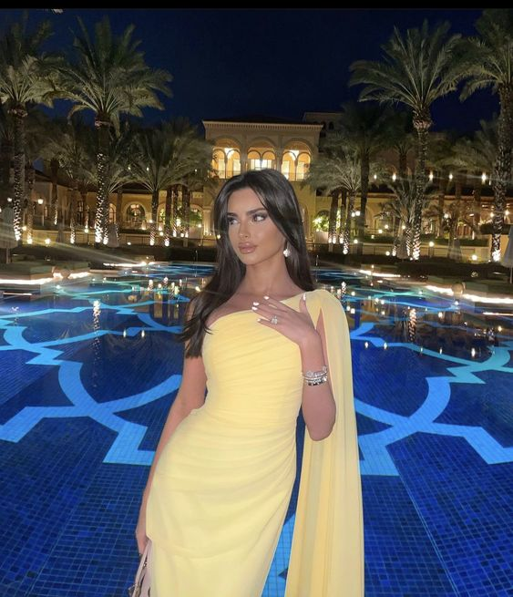 Fashion One Shoulder Long Party Dress Chiffon Evening Gown cc1422