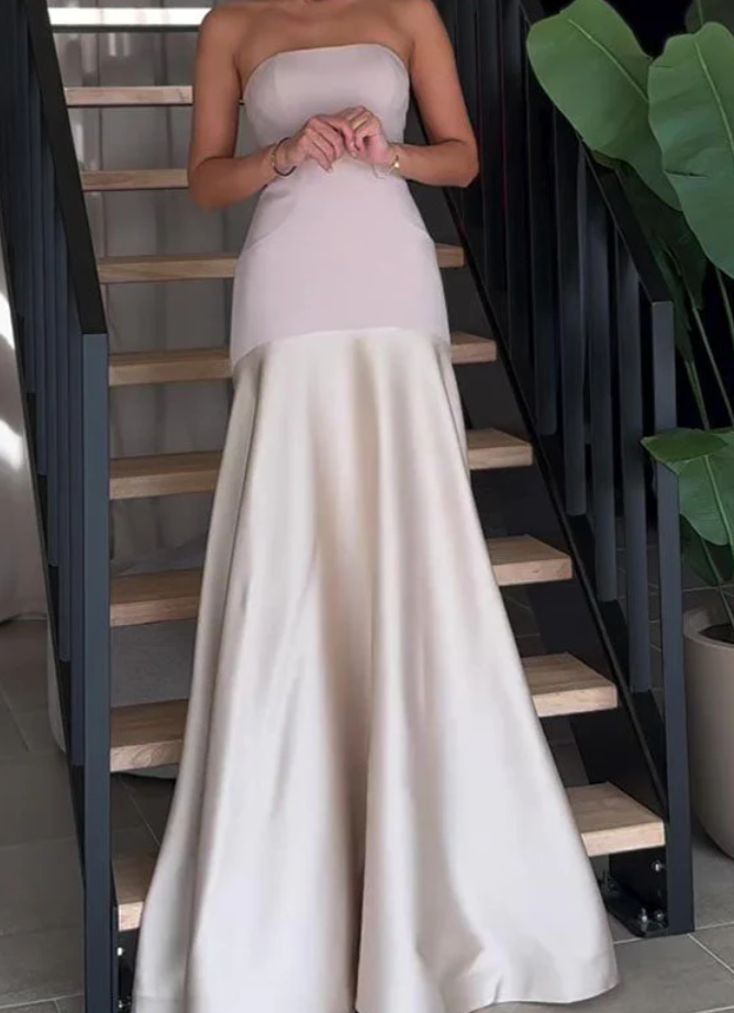 Sexy Strapless Navy Blue Long Prom Dress Formal A Line Evening Dress cc1516