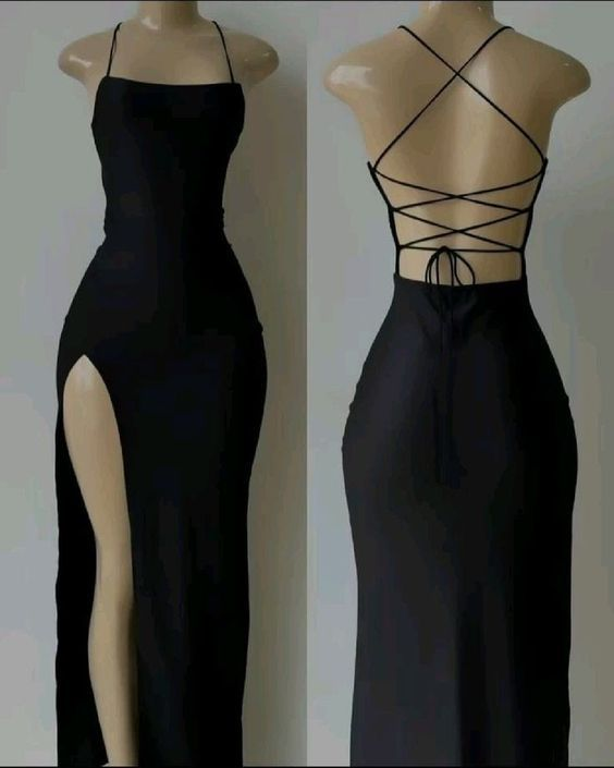 Black Sexy Backless Sheath Slit Evening Dress Party Dress cc2020