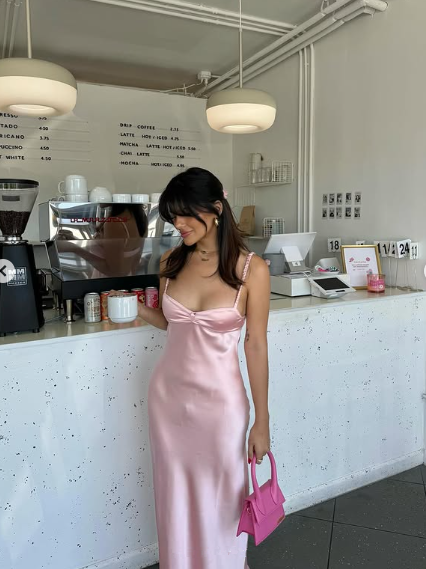 Elegant Pink Satin Long Prom Dress Party Dress cc1994