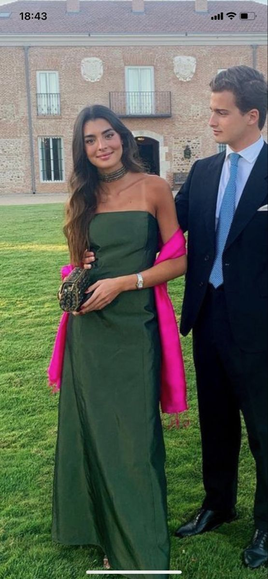 Simple Green Strapless Long Party Dress Evening Gown cc2767