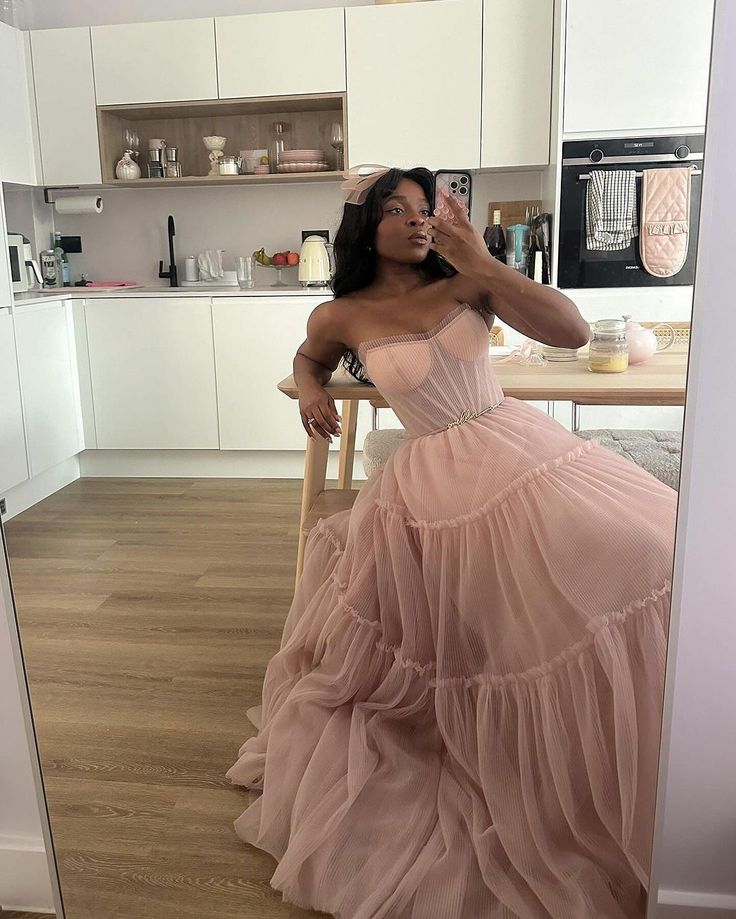 Elegant Purple A-line Tube Top Fishbone Mesh Long Prom Dress Evening Dress 20th Birthday Dress cc4701