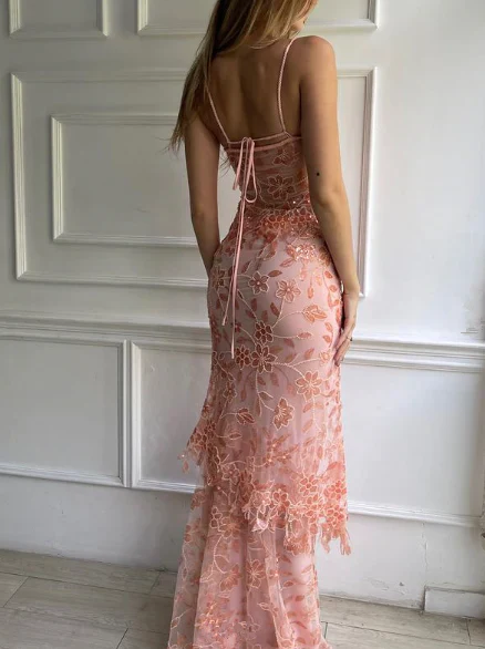 Gorgeous  Pink Lace Beading Mermaid Evening Dress  Party Prom Dress cc1589