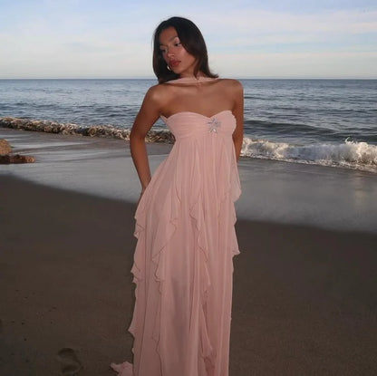Elegant Halter Long Chiffon Prom Dress Evening Dress cc1635