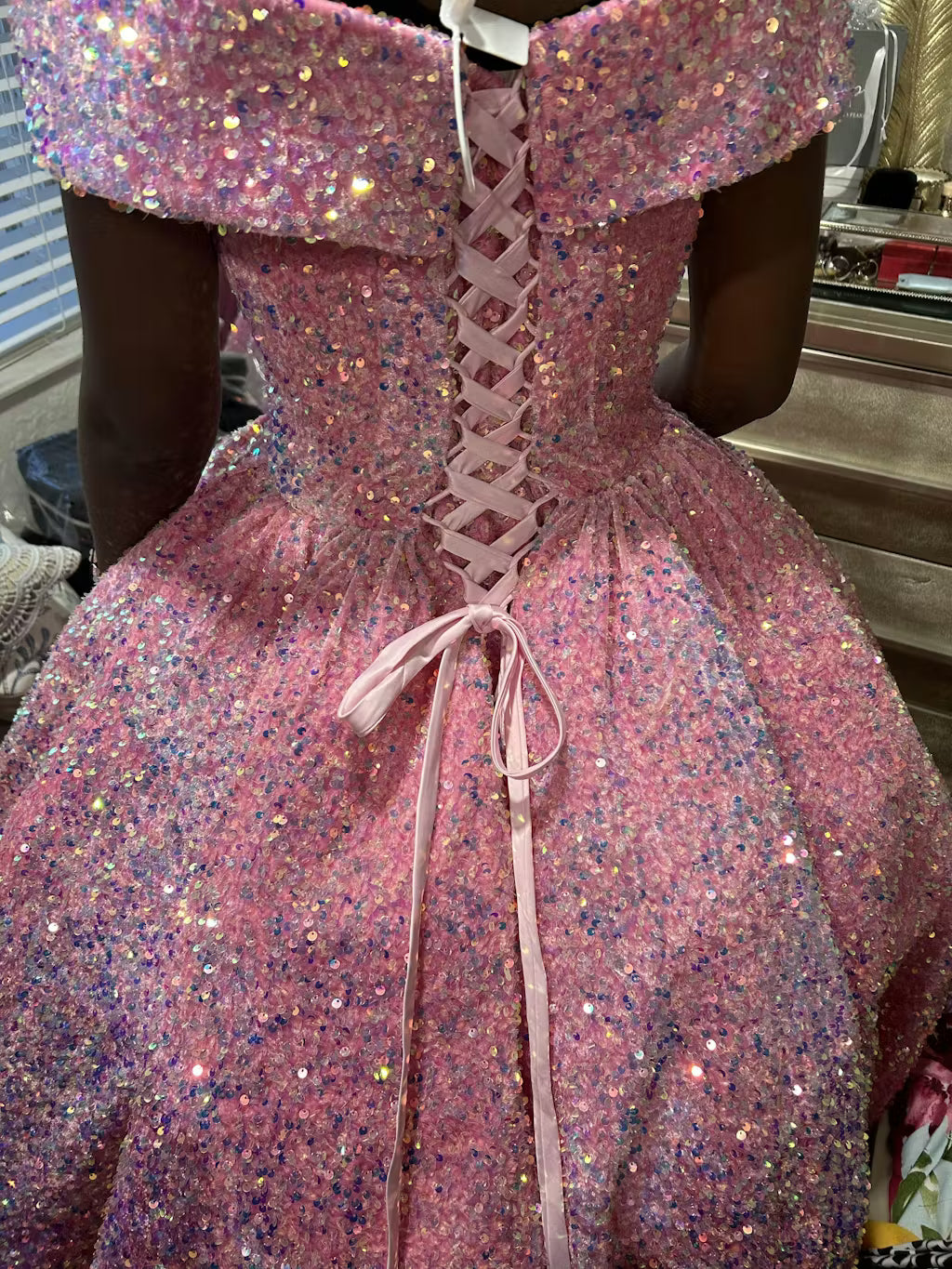 Burgundy Quinceanera Dress Off The Shoulder Sequins Ball Gown Sweet 16 Dress c2562