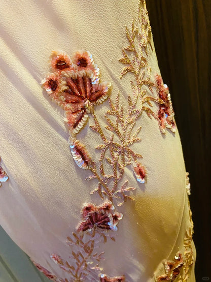 Sweet Pink Sequined Beaded Halter Chiffon Long Prom Dress Evening Dress cc5336