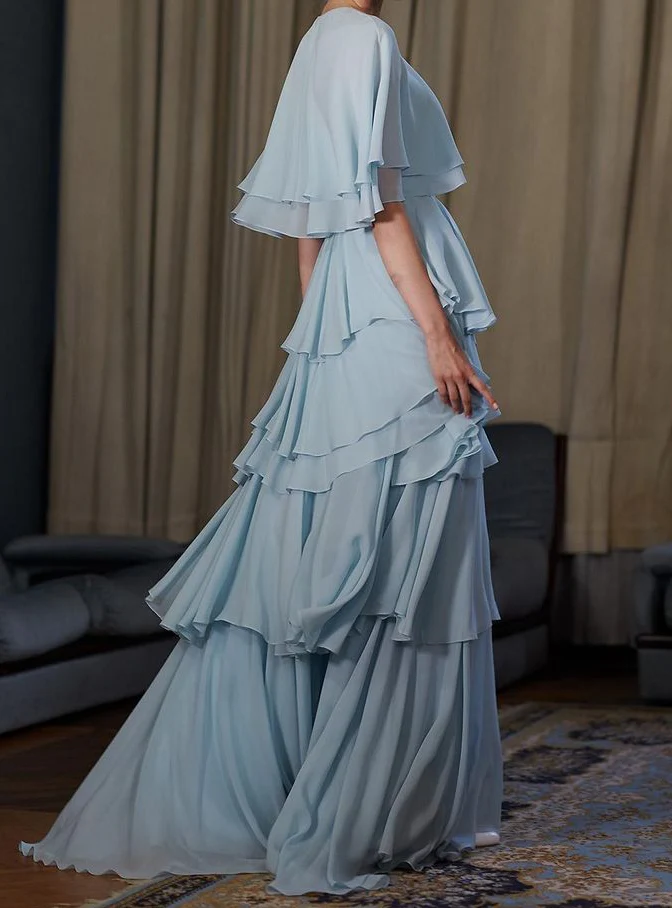 Light blue long prom dress, fashion evening dress cc560