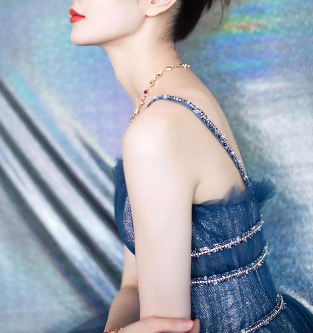 Shiny tulle long A line prom dress blue evening dress C2379