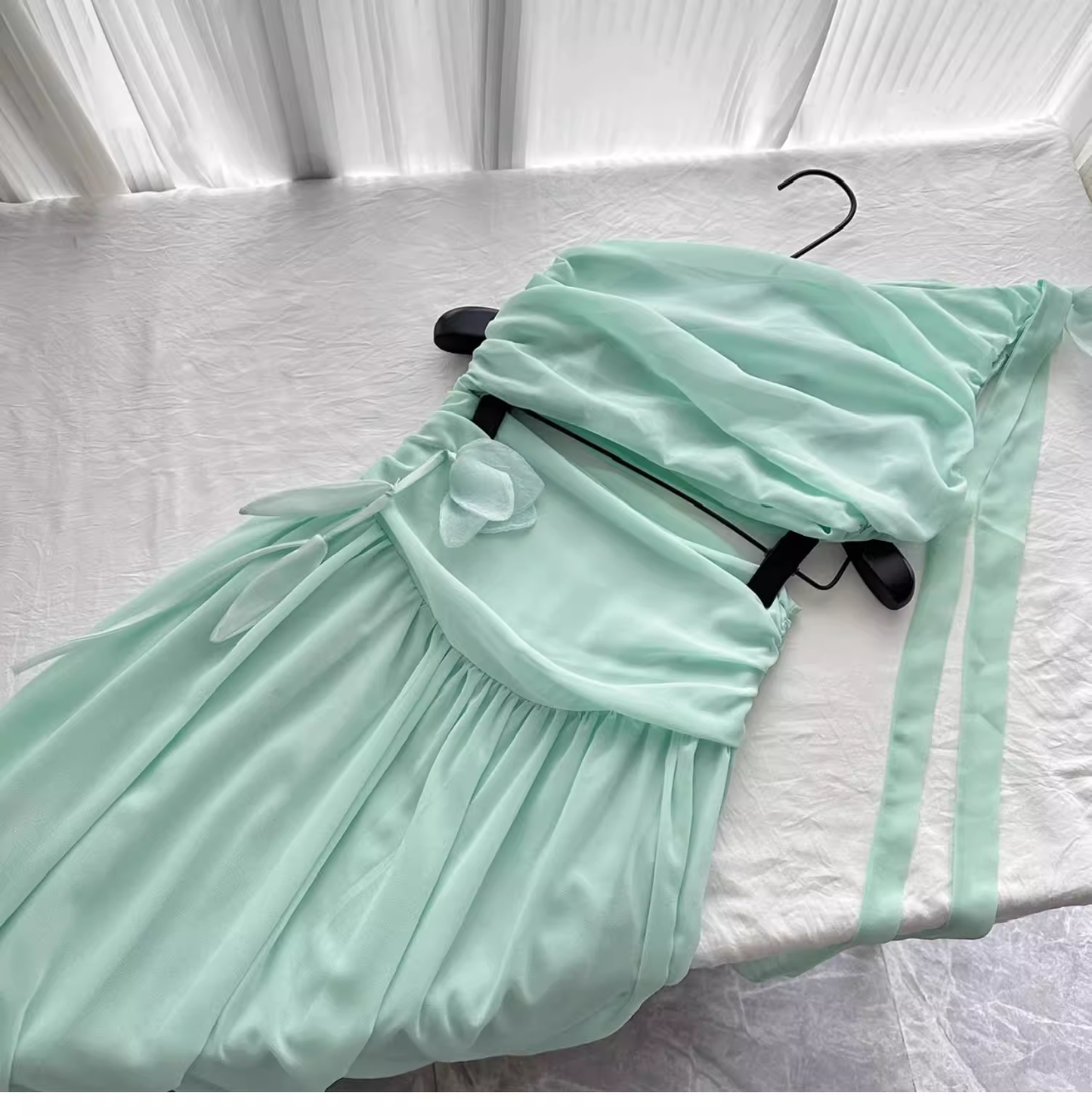 Sexy Mint Green One Shoulder Chiffon Vacation Dress Birthday Dress cc3053