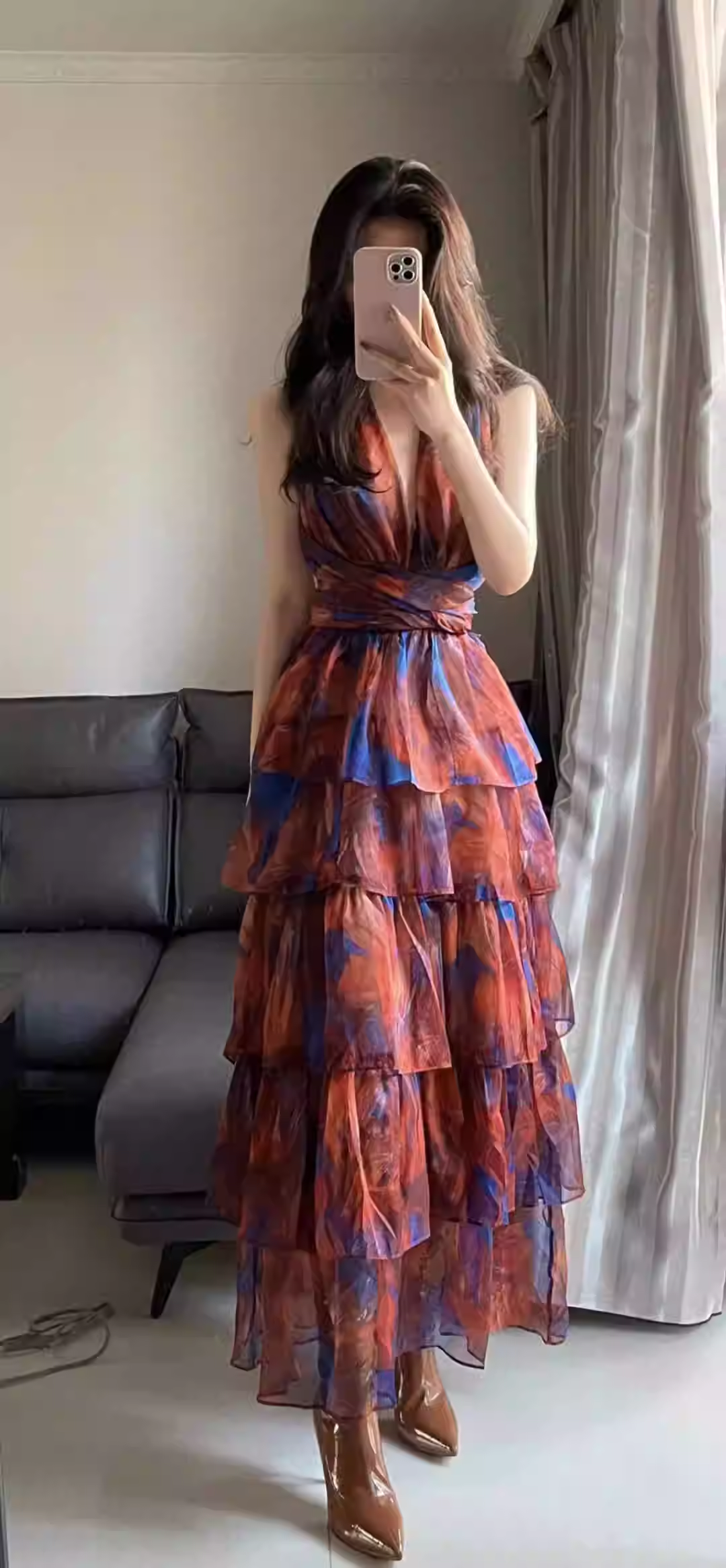 Halter neck prom dress, beach dress,seaside vacation dress,bohemian long dress cc1262