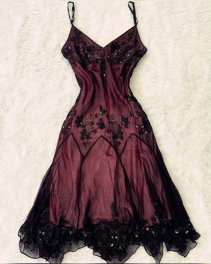 Vintage Straps Beaded A Line Prom Dress Birthday Evening Dress cc2047