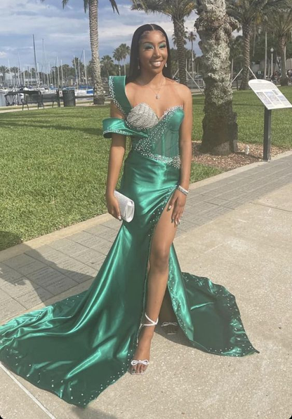 Unique Green Mermaid Evening Dress,Green African Dress cc1131