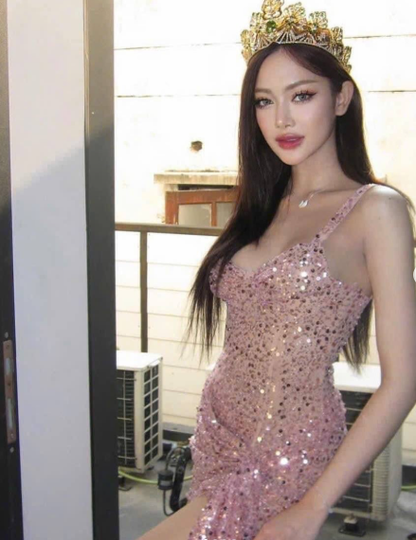 Sparkly Tulle Sequin Sheath Cocktail Dress Pink Short Homecoming Dress Birthday Outfits Dress cc3276