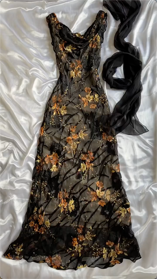 Classy Black Chiffon Beaded Appliques Evening Dress,Long Prom Dress cc2756