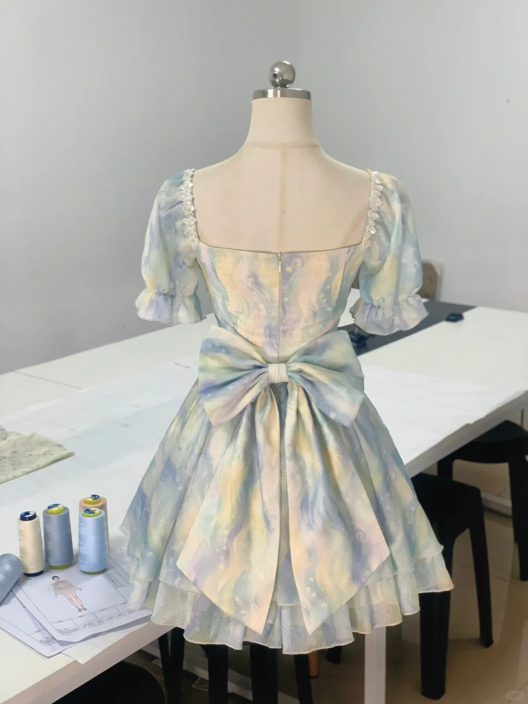 Pretty Blue Chiffon Lace A Line Birthday Outfits Formal Graduation Homecoming Dress cc3353