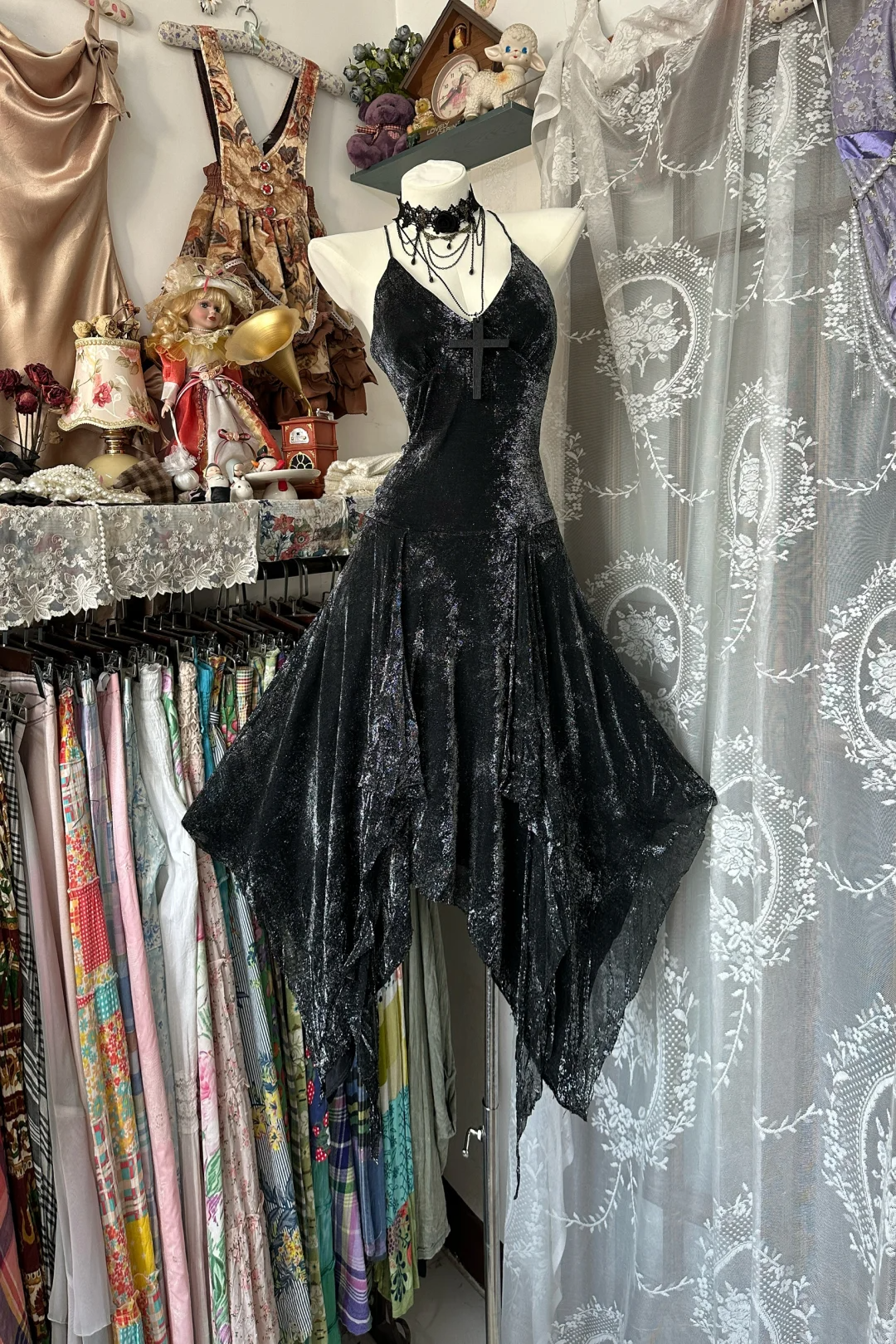 Vintage Black Velvet A Line Backless Birthday Dress Grduation Homecoming Dress cc3145