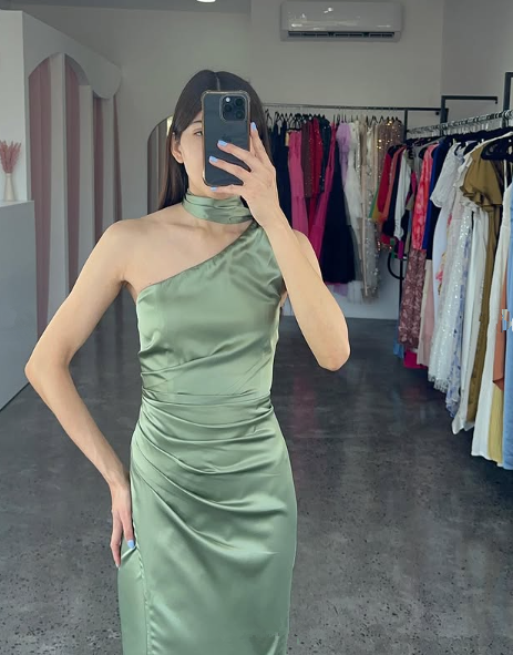 Gorgeous Hot Pink One Shoulder Satin Long Prom Dress,Mermaid Party Evening Dress cc2862