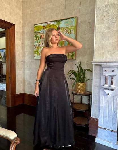 Unique Black Strapless A Line Prom Dress Formal Evening Dress cc2723