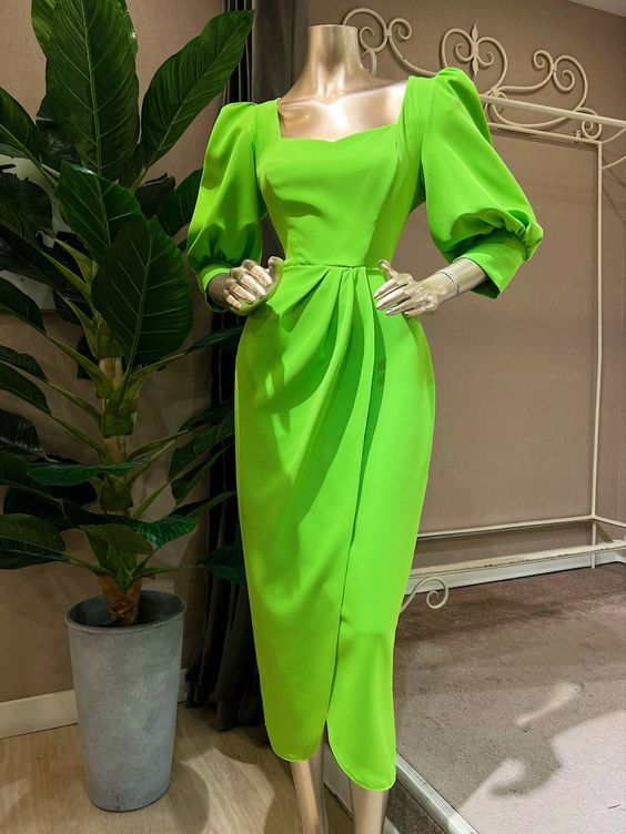 Vintage Green Sheath Party Dress,Green Party Gown cc888