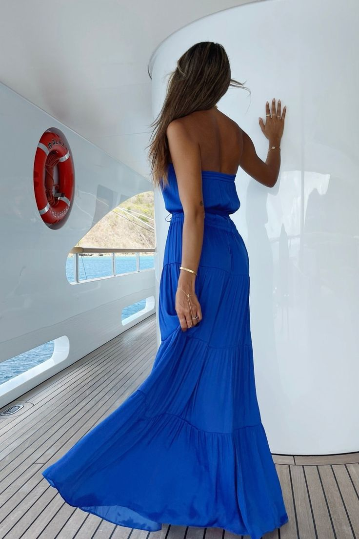 Simple Strapless Blue Party Dress A Line Prom Evening Gown cc2198