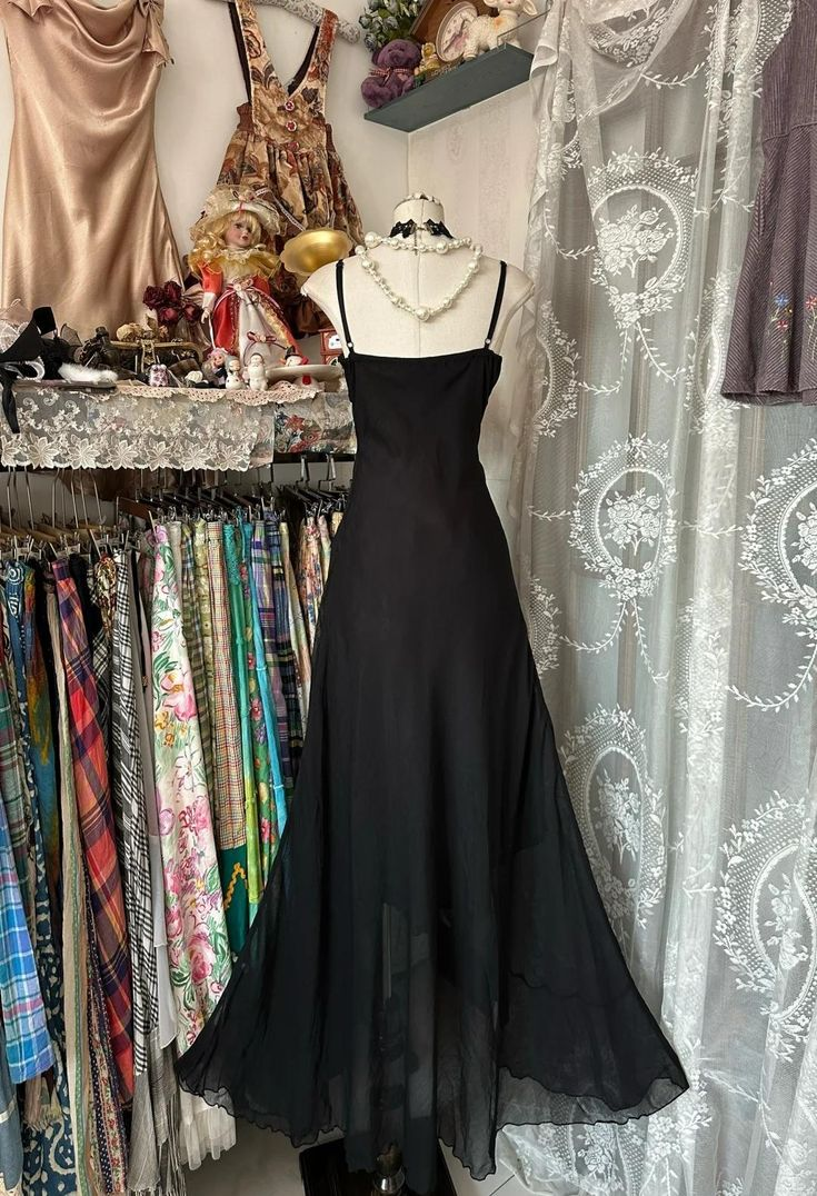 Simple Black Spaghetti Strap Mermaid Chiffon Beaded Prom Dress Evening Dress cc3019
