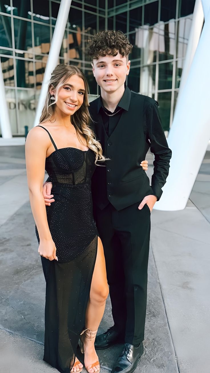 Sexy Black Tulle Beaded Evening Dress,Spaghetti Straps Slit Prom Dress cc2485