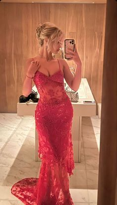 Gorgeous Red Lace Beading Mermaid Evening Dress  Party Prom Dress cc1590