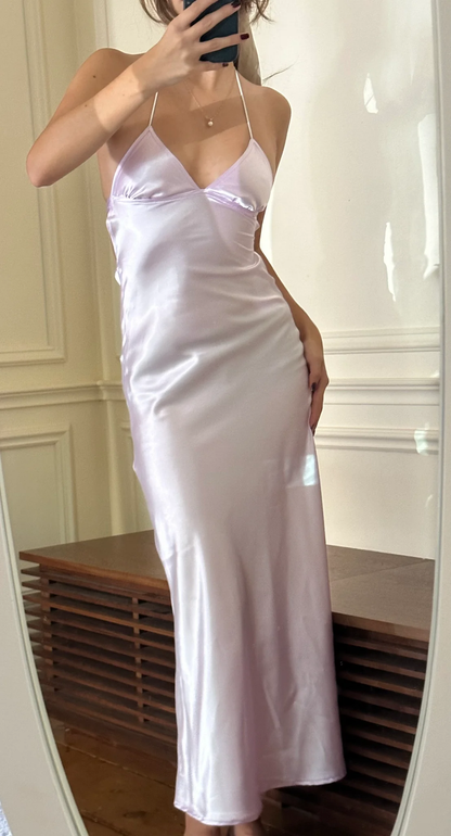 Sexy Backless Spaghetti Straps Party Evening Dress Lavender Prom Dress cc1606