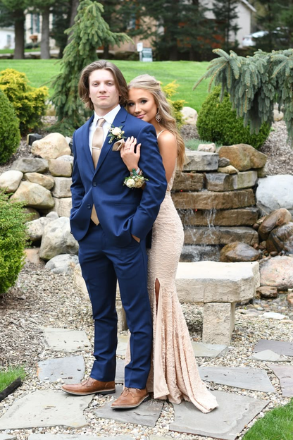 Trendy Two Piece Mermaid Prom Dress,Lace Evening Dress cc810