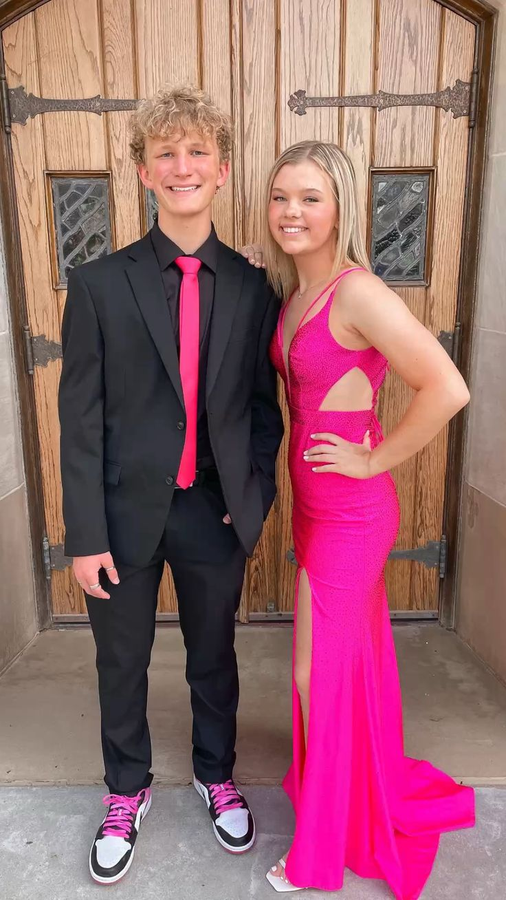 Elegant Hot Pink Mermaid Prom Dress With Split,Senior Prom Dress cc817