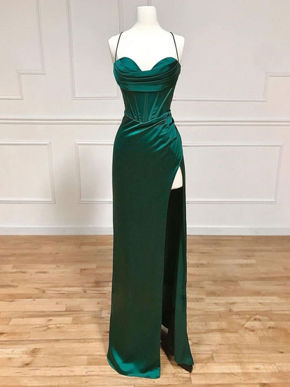 Mermaid Sweetheart Neck Green Long Prom Dress, Green Formal Evening Dress cc518
