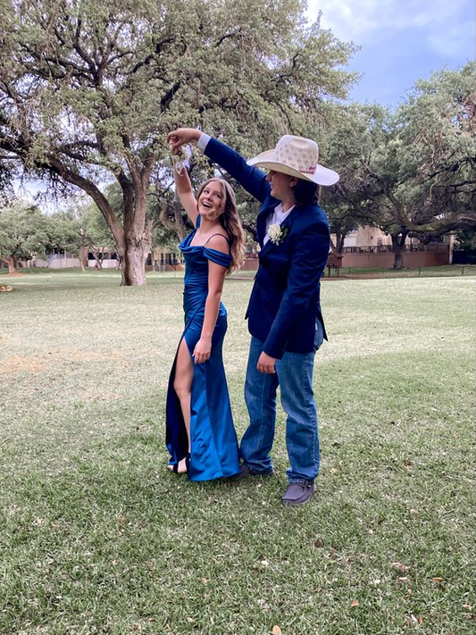 Elegant Navy Blue Mermaid Prom Dress With Split cc1229