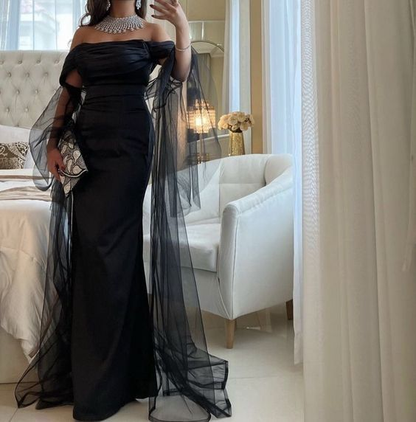 Elegant Black Mermaid Long Evening Dress,Black Dinner Dress cc1196