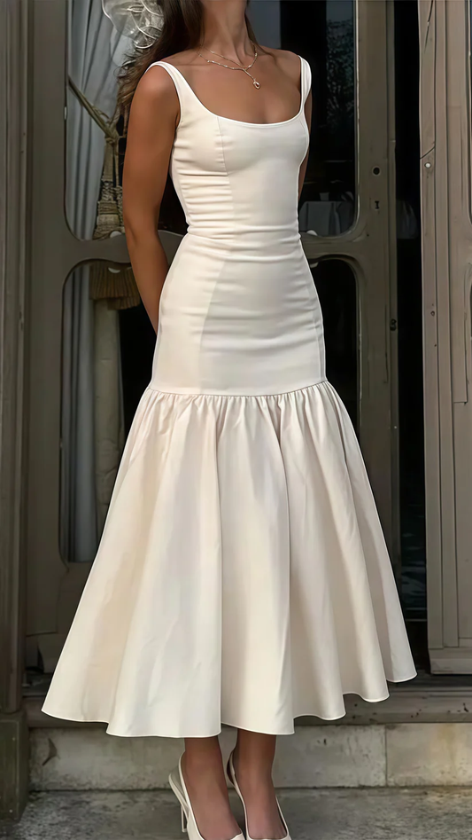 Elegant White Square Neck Mermaid Prom Dress Evening Dress cc2489
