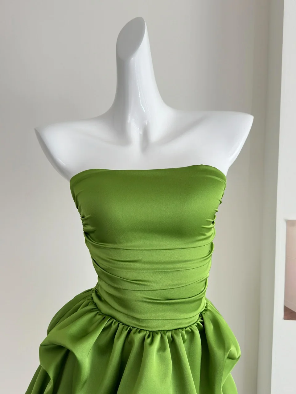 Green Satin Strapless A Line Homecoming Dress Simple Birthday Dress cc3091