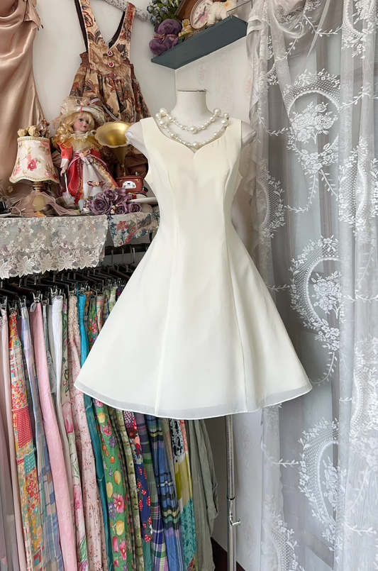 Elegant White Sleeveless A Line Short Party Dress Homecoming Dress cc3346