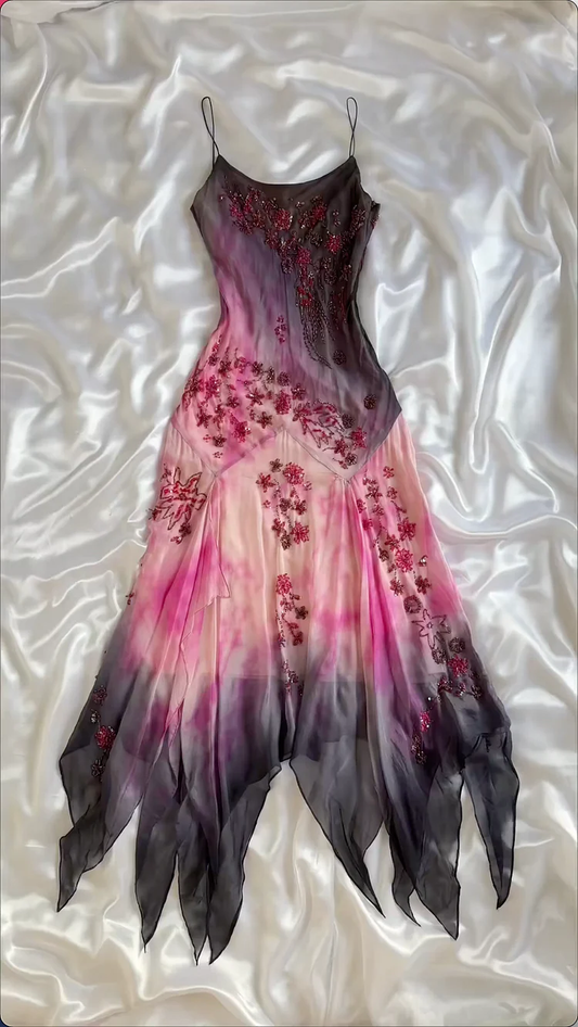 Luxury Chiffon Beaded Mermaid Evening Dress,Spaghetti Straps Party Prom Dress cc2692