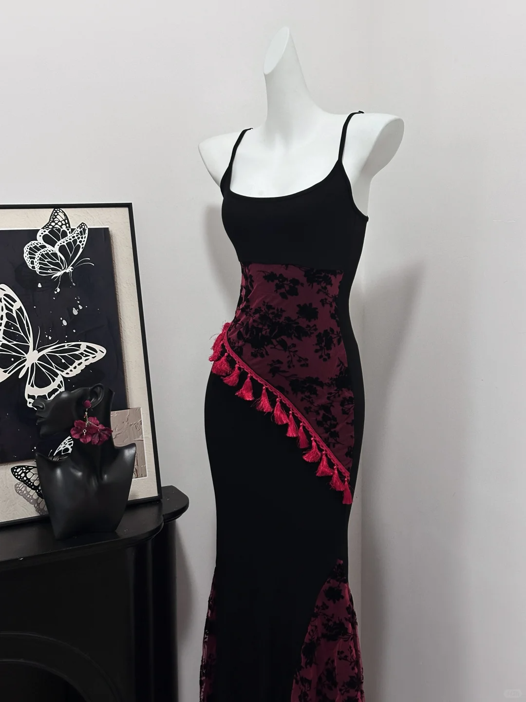 Vintage Spaghetti Straps Sheath Mermaid Evening Dress Birthday Party Dress cc3234