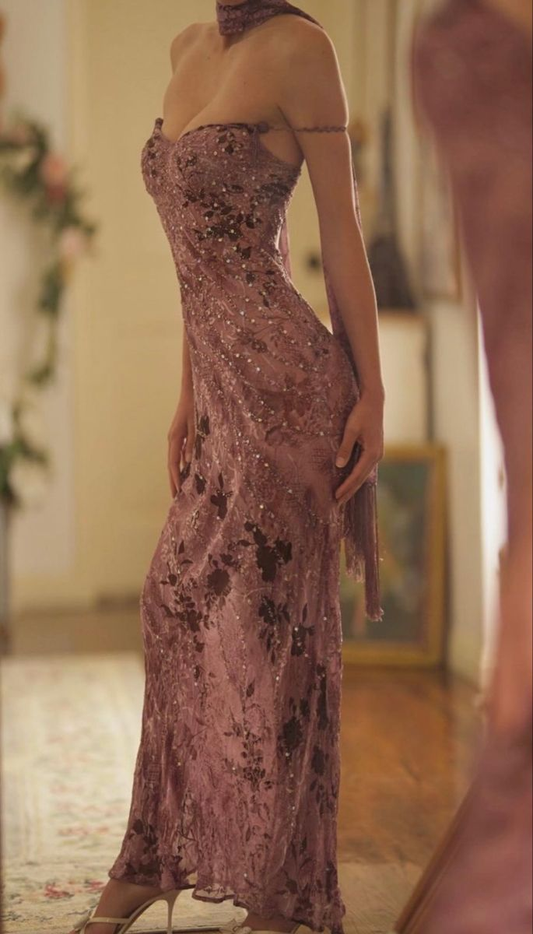 Vintage Spaghetti Straps Long Prom Dress Sexy Backless Party Evening Dress cc1588