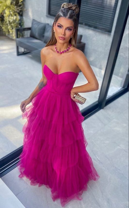 Sweetheart Neckline A-line Tulle Prom Dress,Formal Dress cc536