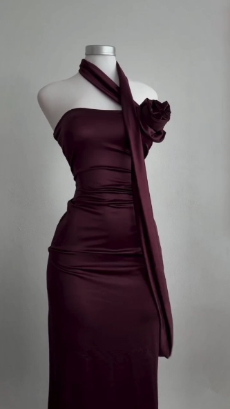 Vintage Burgundy Sheath Party Evening Dress,Long Prom Dress cc2940