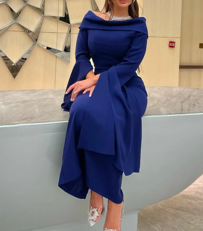 Elegant Blue Long Evening Dress,Blue Formal Dress  cc687