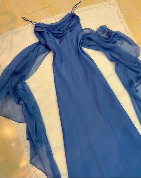 Simple Navy Blue Chiffon A Line Prom Dress,Long Party Evening Gown cc2572