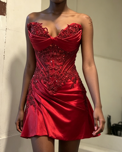 New Arrival Homecoming Dress Sweetheart Satin Pleated Birthday Party Dress Cocktail Dress cc5694